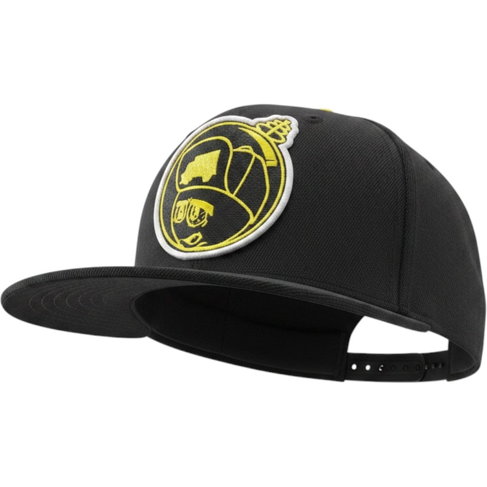 Trukfit Feelin Spacey Snapback Hat Black Yellow Graphic Flat Brim Cap Mens OSFM